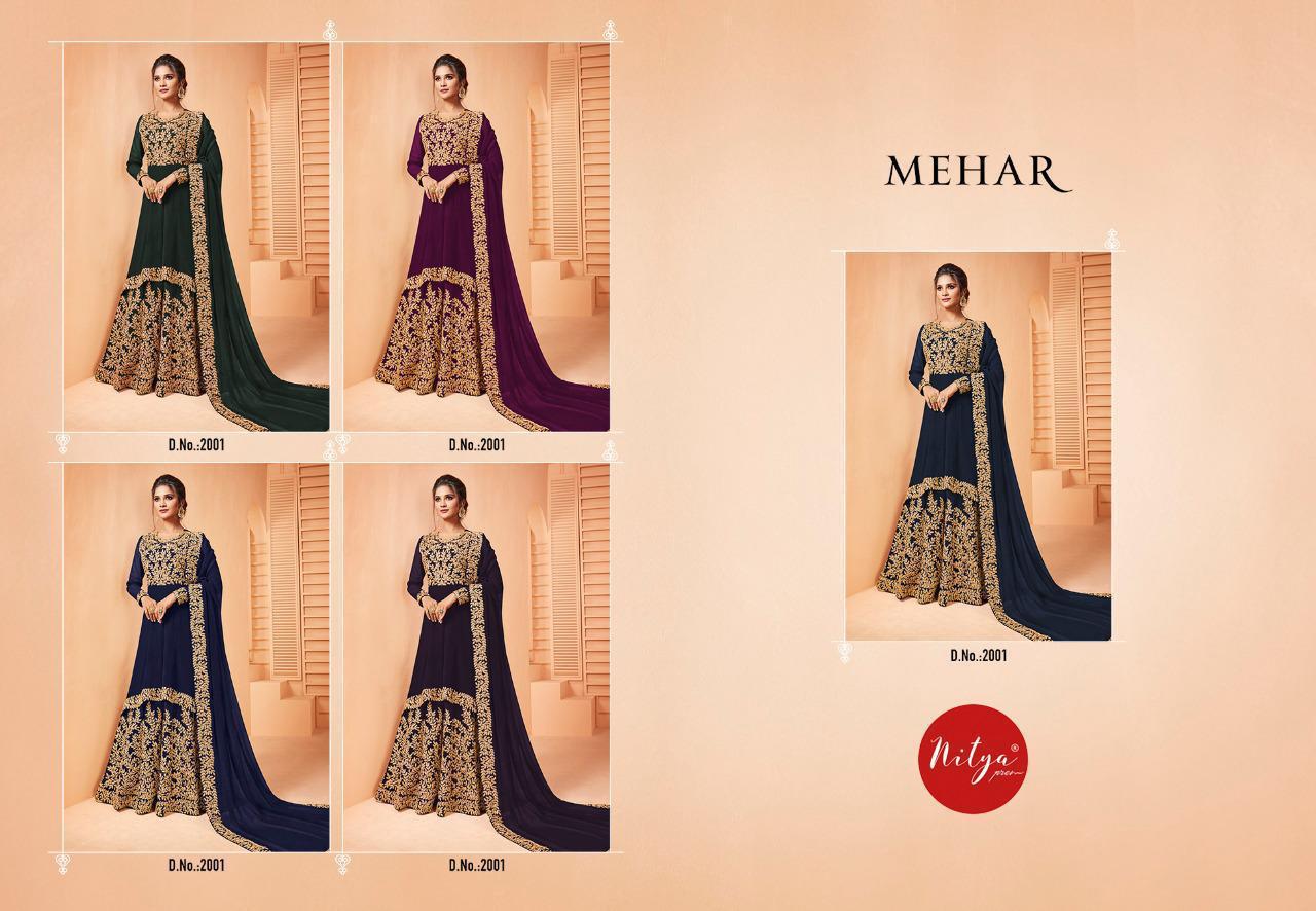 Nitya Heavy Embroidered Georgette semi stitch heavy embroidered with lace Dupatta